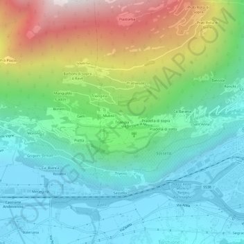 Triangia topographic map, elevation, terrain