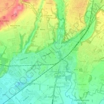 Usmate topographic map, elevation, terrain