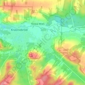 Podklasztor topographic map, elevation, terrain