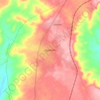 Igueben topographic map, elevation, terrain