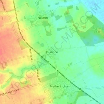 Dunston topographic map, elevation, terrain