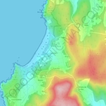 Castrexe topographic map, elevation, terrain