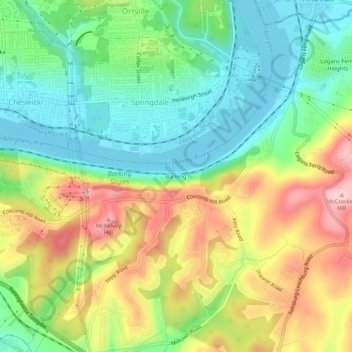 Barking topographic map, elevation, terrain