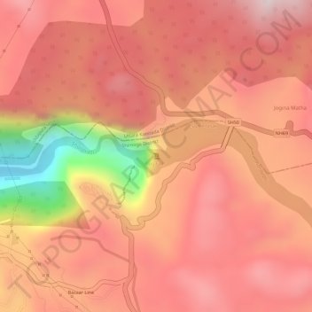 Jog Falls topographic map, elevation, terrain