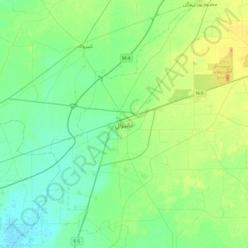 Khanewal topographic map, elevation, terrain