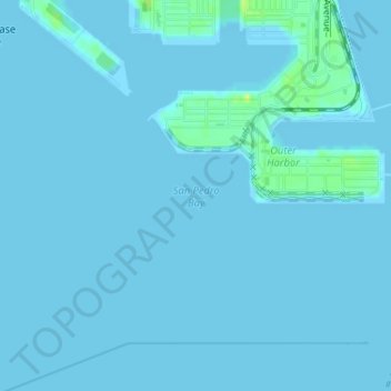 San Pedro Bay topographic map, elevation, terrain