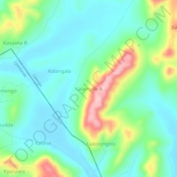 Kalangala A topographic map, elevation, terrain