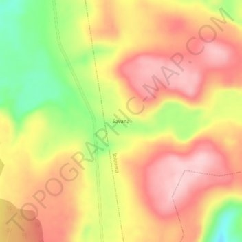 Savana topographic map, elevation, terrain
