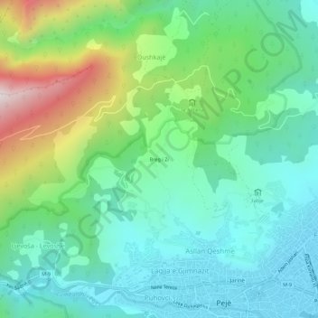 Breg i Zi topographic map, elevation, terrain