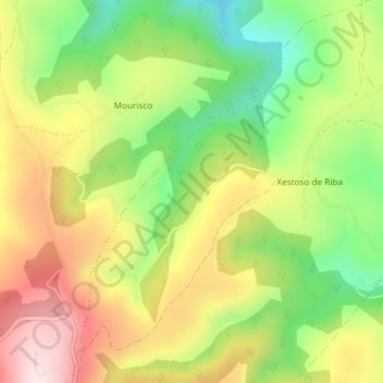 Alto de Xestoso topographic map, elevation, terrain