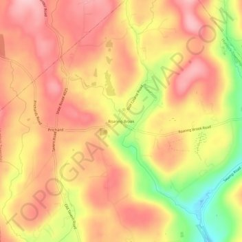 Roaring Brook topographic map, elevation, terrain