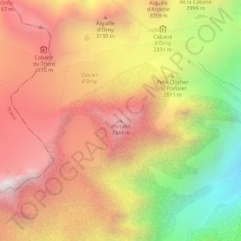 Portalet topographic map, elevation, terrain