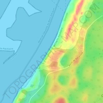 Dune of Pilat topographic map, elevation, terrain