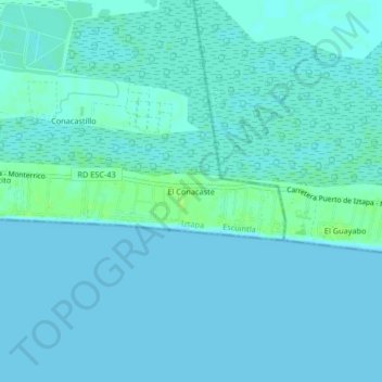 El Conacaste topographic map, elevation, terrain