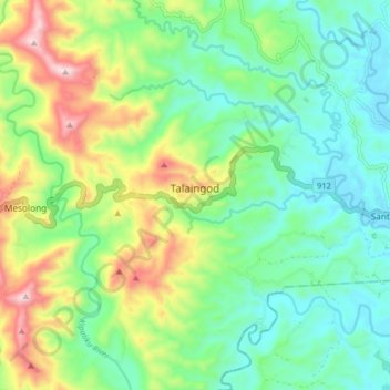 Talaingod topographic map, elevation, terrain