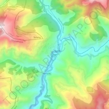 Tiuni topographic map, elevation, terrain
