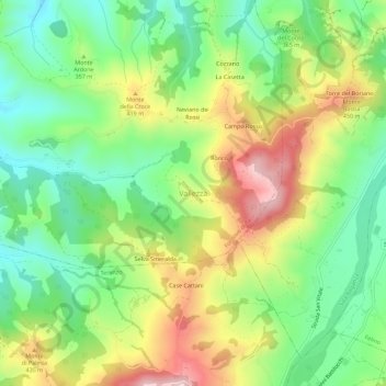 Vallezza topographic map, elevation, terrain