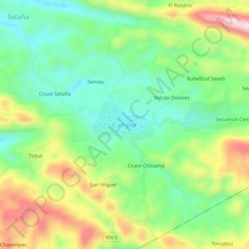 Campur topographic map, elevation, terrain