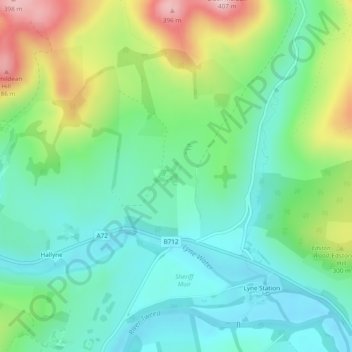 Lyne topographic map, elevation, terrain