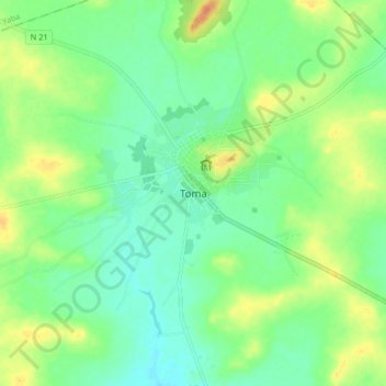 Toma topographic map, elevation, terrain