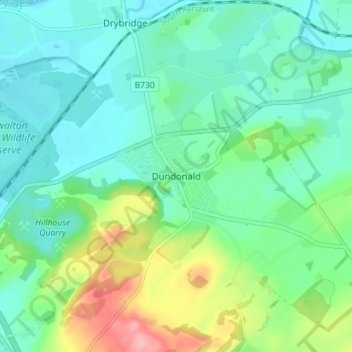 Dundonald topographic map, elevation, terrain