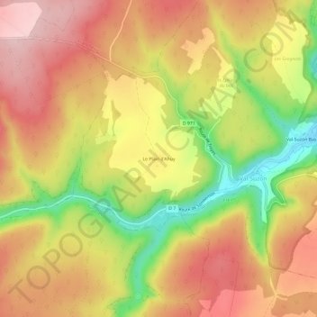 Le Plain d'Ahuy topographic map, elevation, terrain