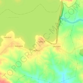 Getalsud topographic map, elevation, terrain