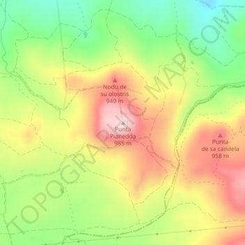 Punta Pianedda topographic map, elevation, terrain