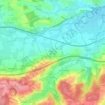Pfaffing bei Watzling topographic map, elevation, terrain