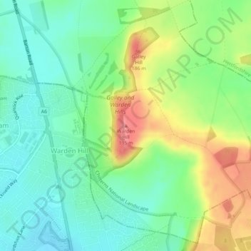 Warden Hill topographic map, elevation, terrain