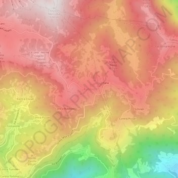 Rubbio topographic map, elevation, terrain