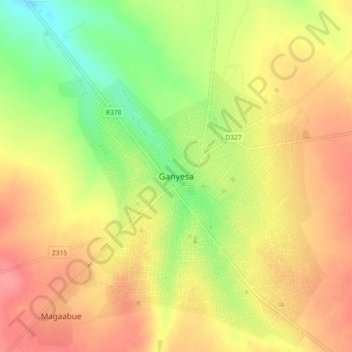 Ganyesa topographic map, elevation, terrain