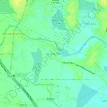 Sorancheri topographic map, elevation, terrain