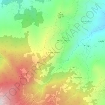 Musiara Superiore topographic map, elevation, terrain
