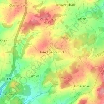 Friedmannsdorf topographic map, elevation, terrain