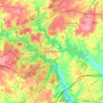Upper Providence topographic map, elevation, terrain