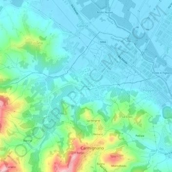 Seano topographic map, elevation, terrain