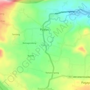Maligo topographic map, elevation, terrain