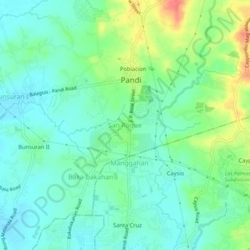 San Roque topographic map, elevation, terrain