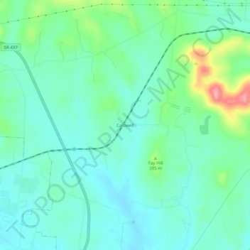 Caldwell topographic map, elevation, terrain