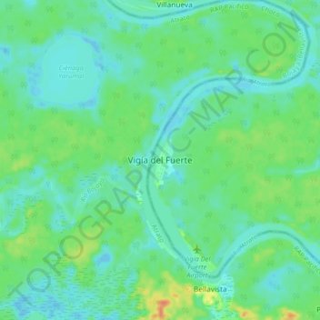 Vigía del Fuerte topographic map, elevation, terrain