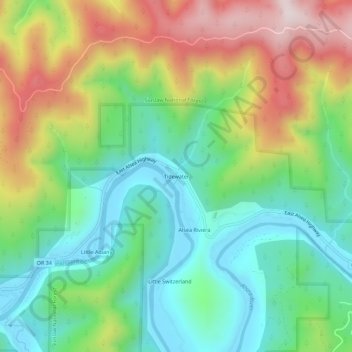 Tidewater topographic map, elevation, terrain