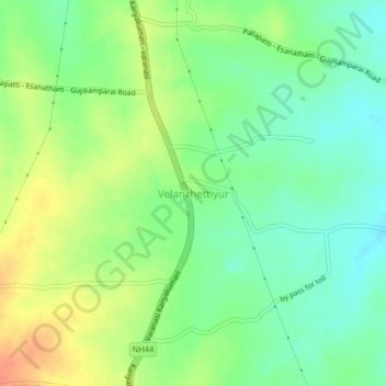 Velanchettiyur topographic map, elevation, terrain