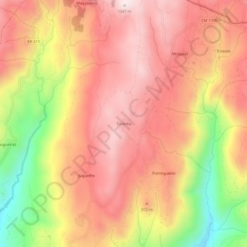 Toninha topographic map, elevation, terrain