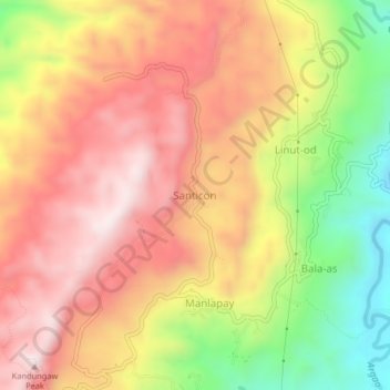 Santicon topographic map, elevation, terrain