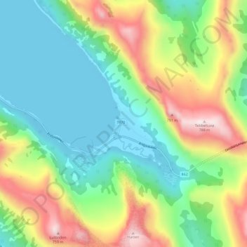 Ersfjorden topographic map, elevation, terrain