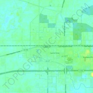 Sulphur topographic map, elevation, terrain