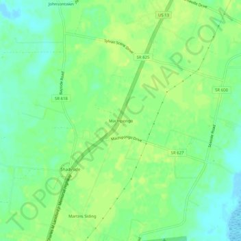 Machipongo topographic map, elevation, terrain