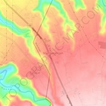 Mambatangan topographic map, elevation, terrain