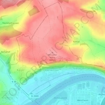 Winzerer Höhe topographic map, elevation, terrain